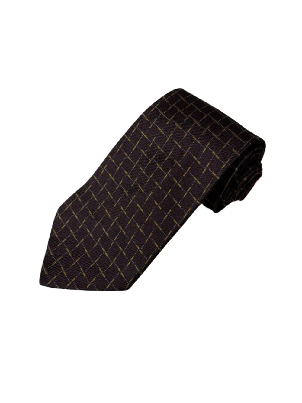 Giorgio Armani Cravatte Silk Tie Dark Plum Geometric Textured Woven Necktie